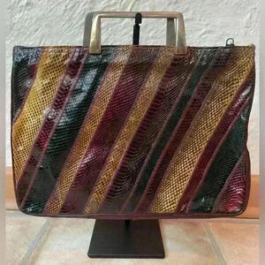 Vintage Varon Top Handle Shoulder Strap Snakeskin Handbag, Varon Shoulder Bag